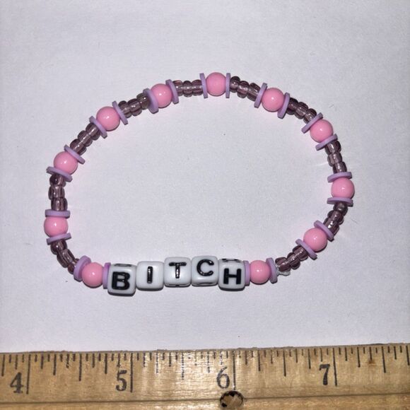 Multicolor “B*tch” Bracelet Adult Humor Beaded Handmade Naughty Accessories - Picture 1 of 3